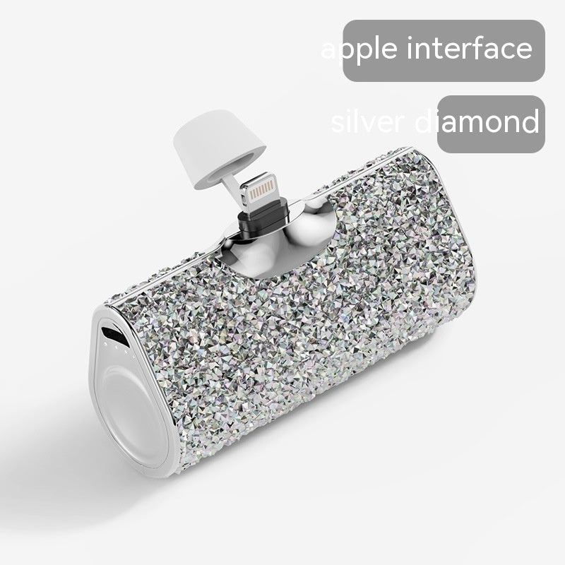 Diamond Pocket Capsule Emergency Power Bank Diamond-embedded Mini Lipstick Small Portable Power Source