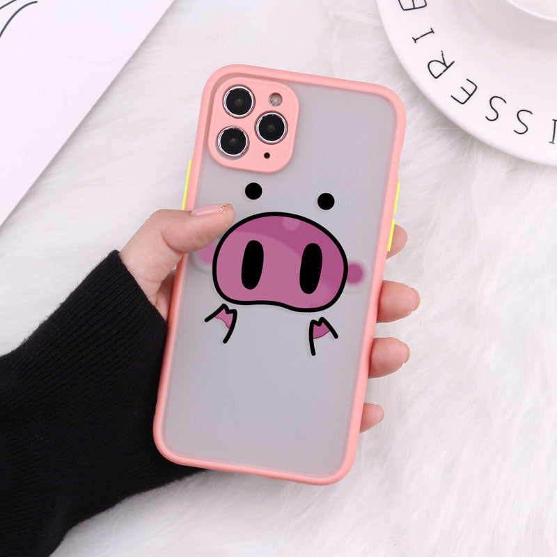 Compatible with Apple , Cartoon Transparent Phone Case Matte Shockproof Back Cover