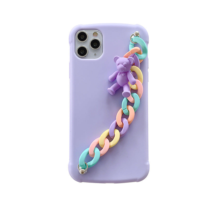 Compatible with Apple , Bear Bracelet Pendant Tpu Anti-fall New Apple 12 Protective Case