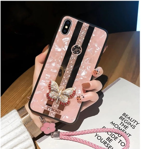 Compatible with Apple, Luxury Diamond Butterfly Mirror iPhone Case