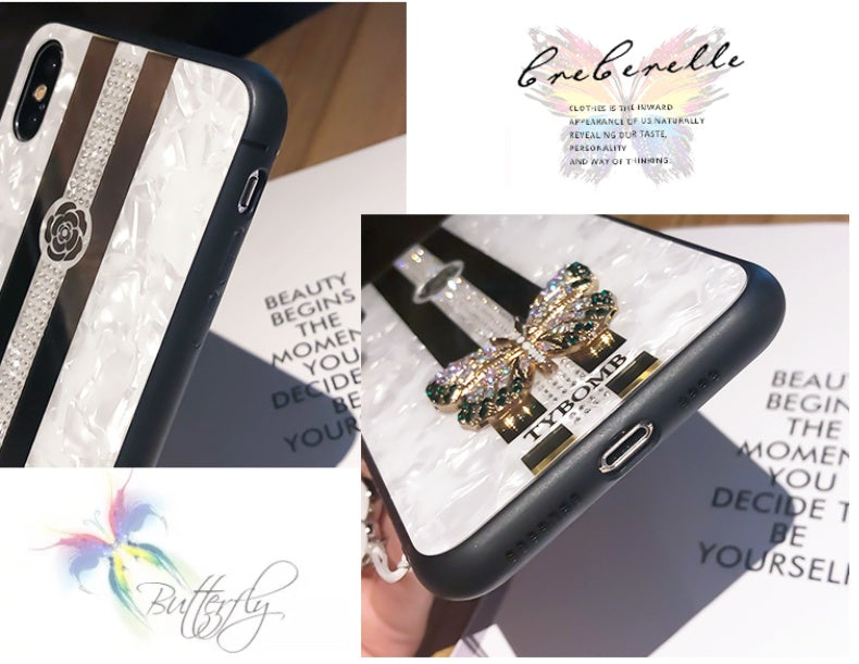 Compatible with Apple, Luxury Diamond Butterfly Mirror iPhone Case