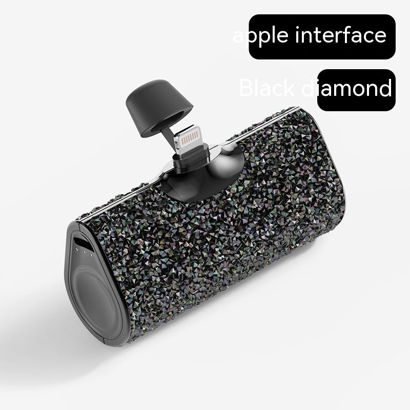 Diamond Pocket Capsule Emergency Power Bank Diamond-embedded Mini Lipstick Small Portable Power Source