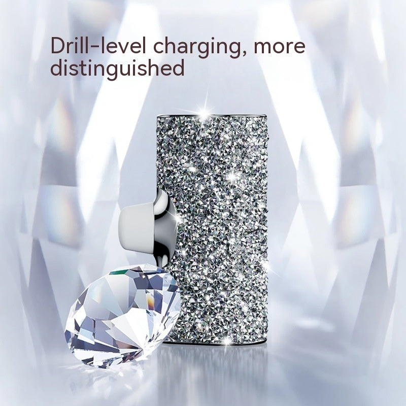 Diamond Pocket Capsule Emergency Power Bank Diamond-embedded Mini Lipstick Small Portable Power Source