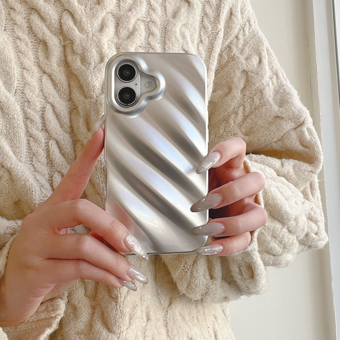 Solid Color Three-dimensional Water Ripple Phone Case