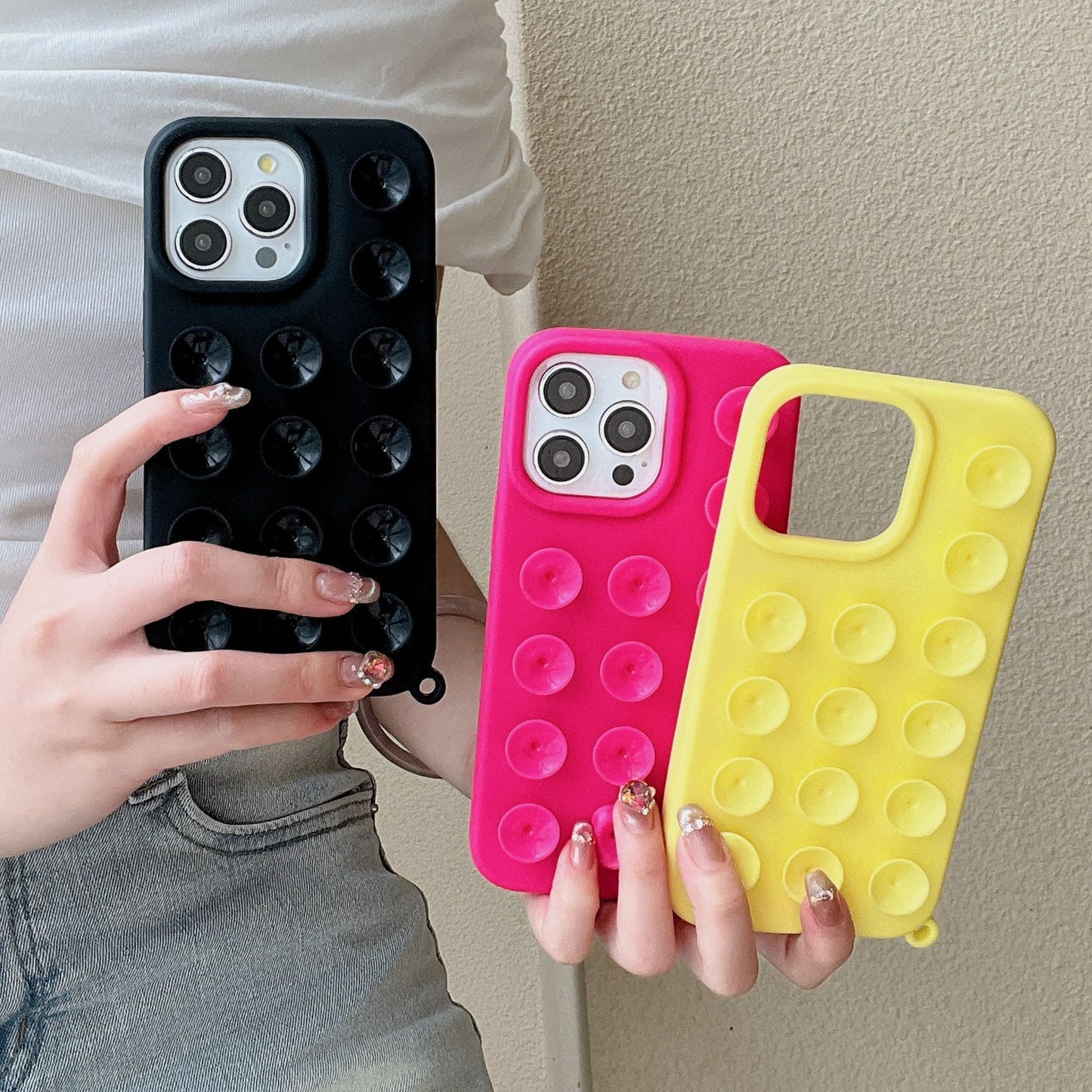 Solid Color Silicone Three-dimensional Macaron Phone Case