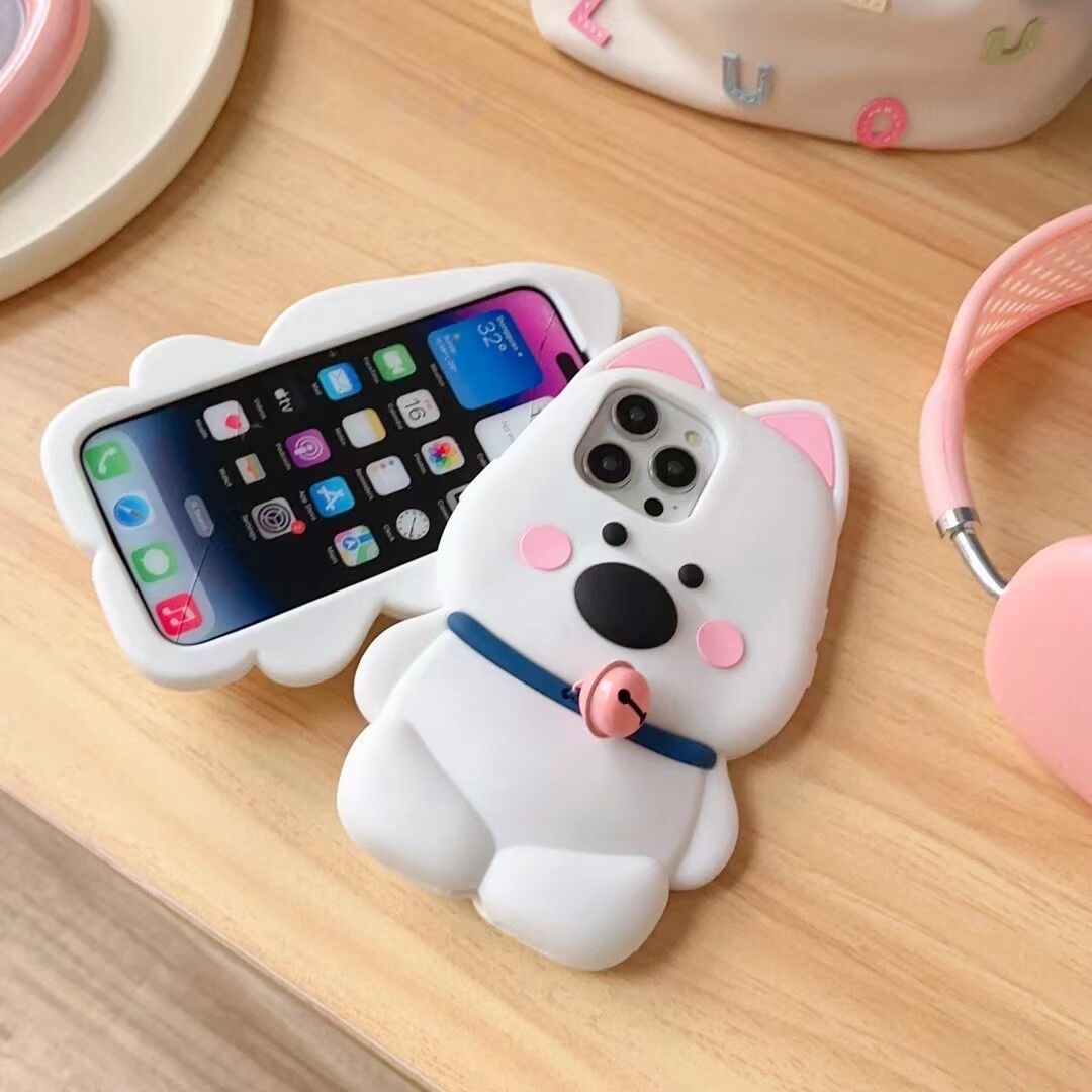 Cartoon Cute Bell Little White Dog Phone Case Phone Case