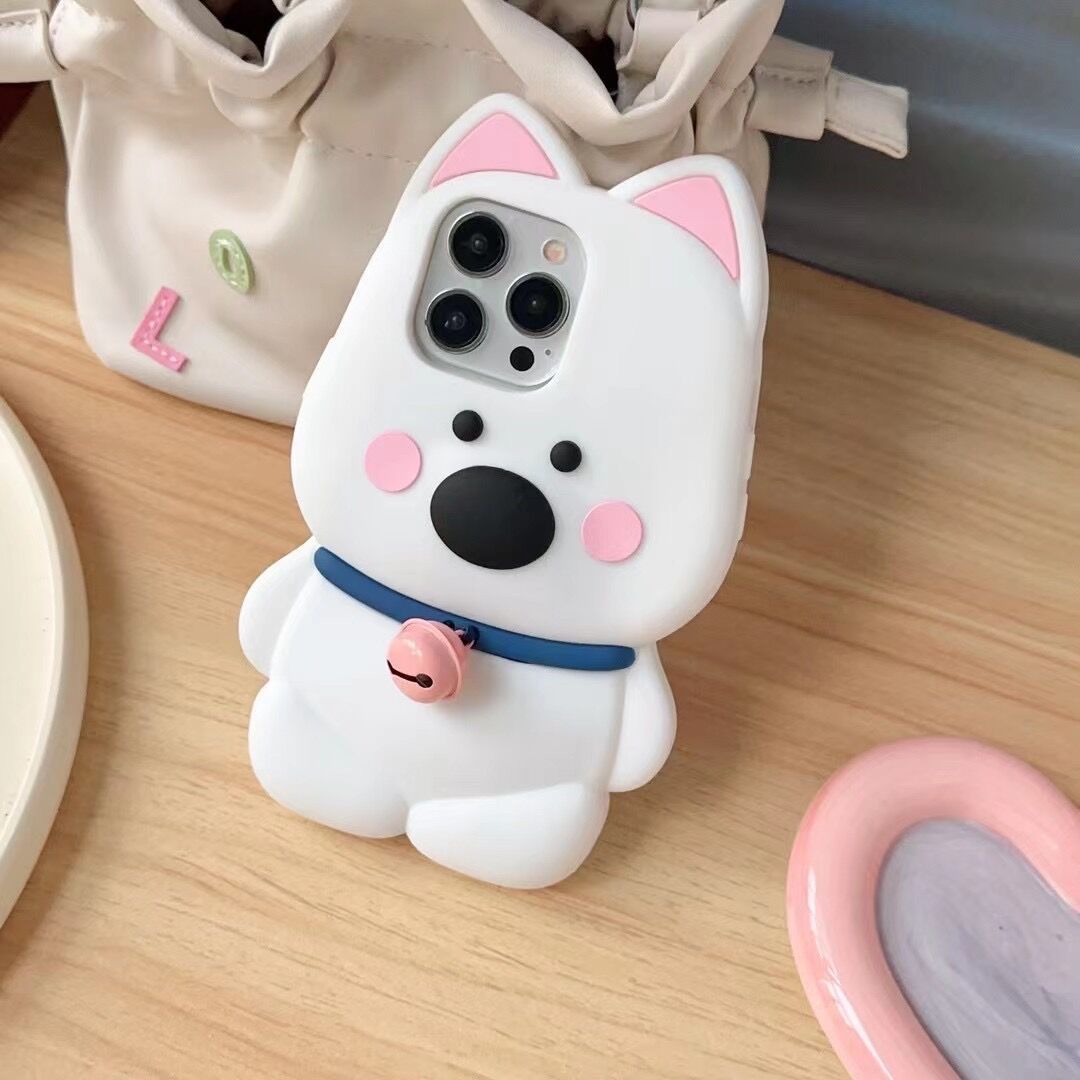 Cartoon Cute Bell Little White Dog Phone Case Phone Case