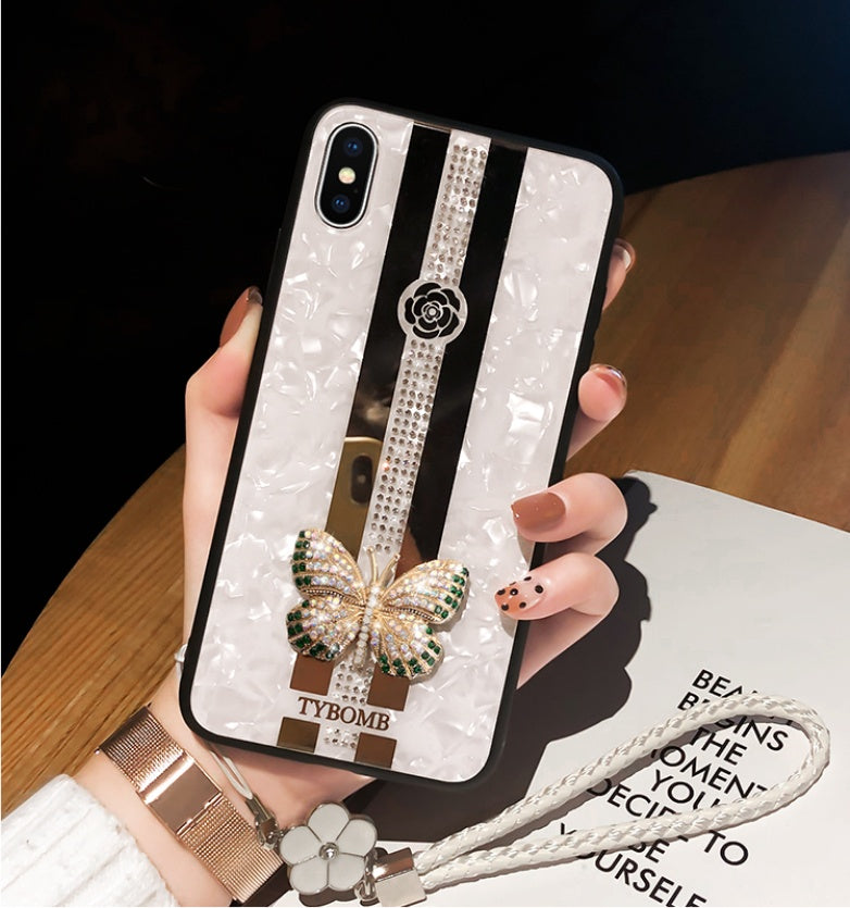 Compatible with Apple, Luxury Diamond Butterfly Mirror iPhone Case