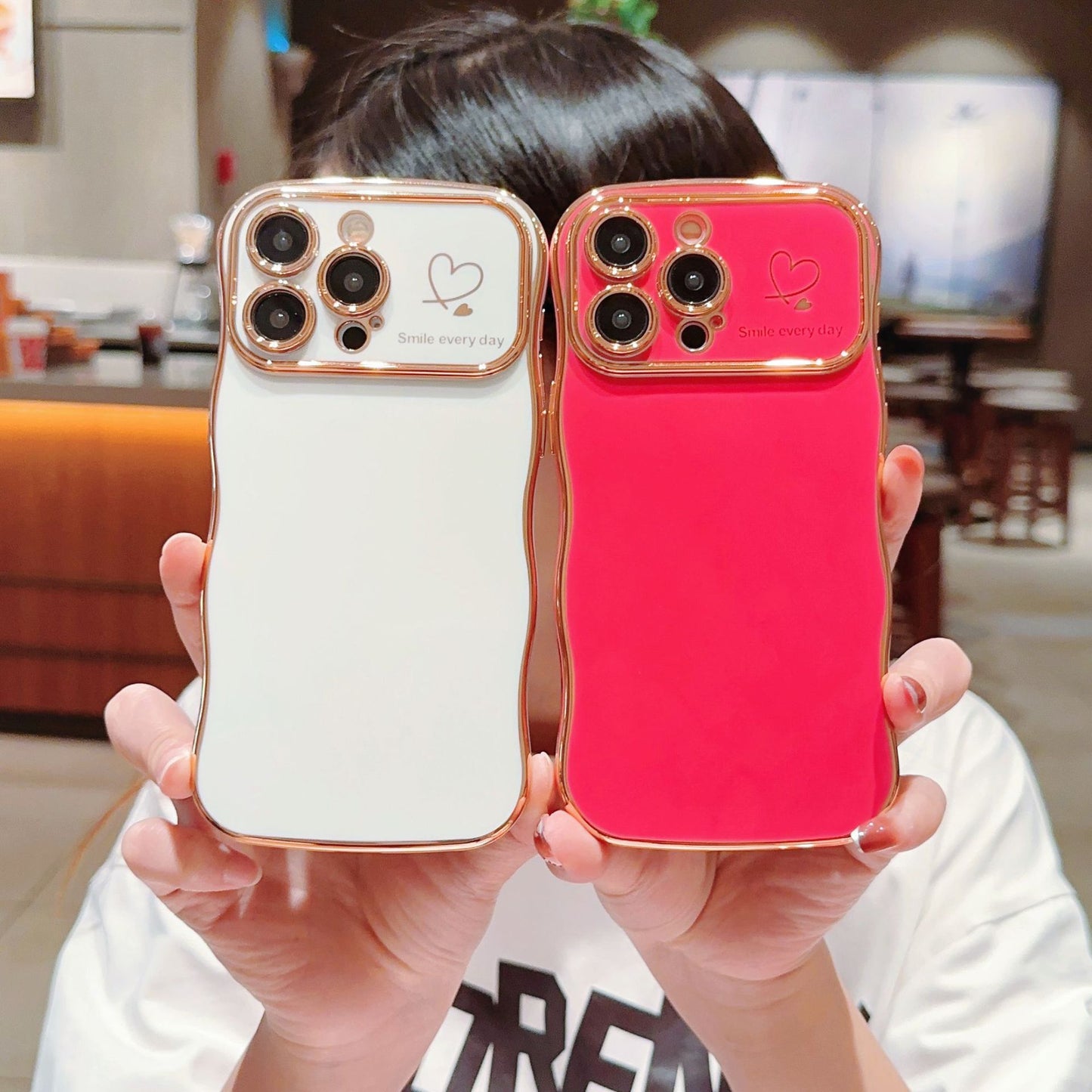 Electroplating Wave Love Large Window Phone Case