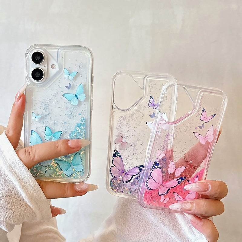 Luminous Butterfly Glitter Liquid Mobile Phone Protective Case