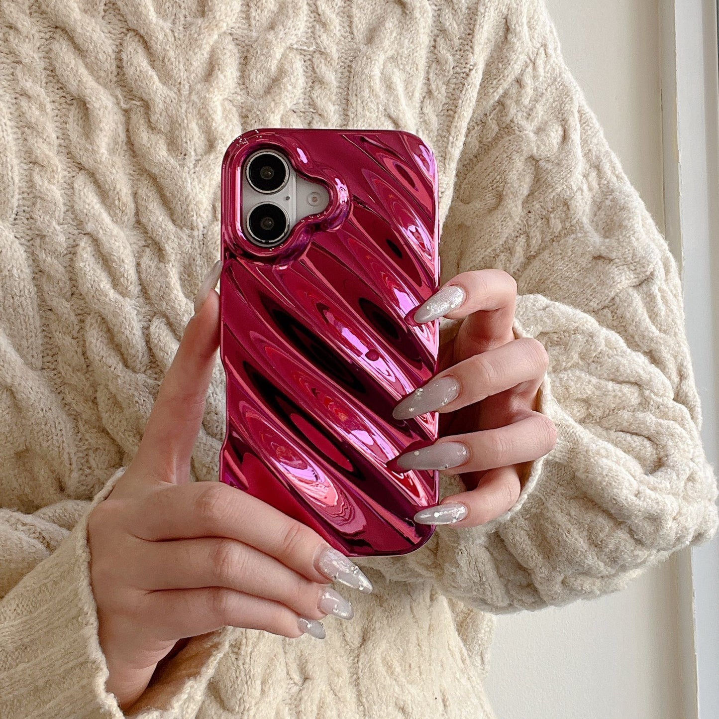 Solid Color Three-dimensional Water Ripple Phone Case