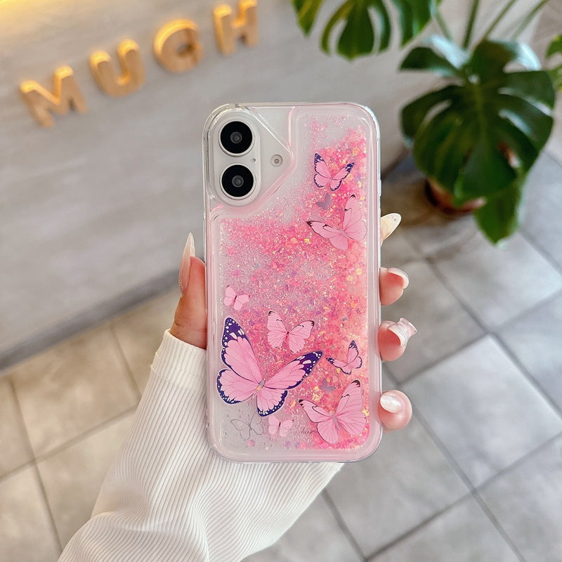 Luminous Butterfly Glitter Liquid Mobile Phone Protective Case