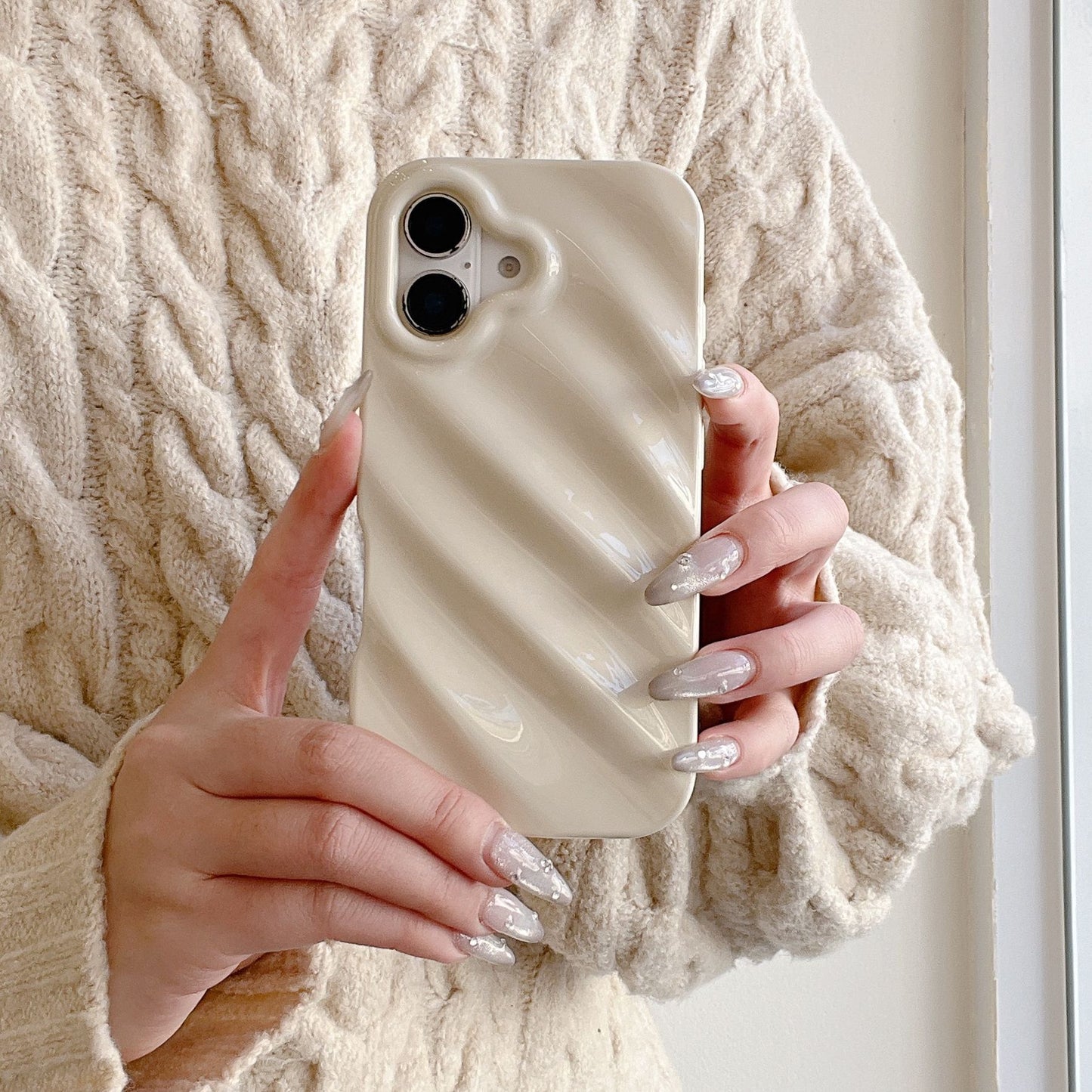 Solid Color Three-dimensional Water Ripple Phone Case