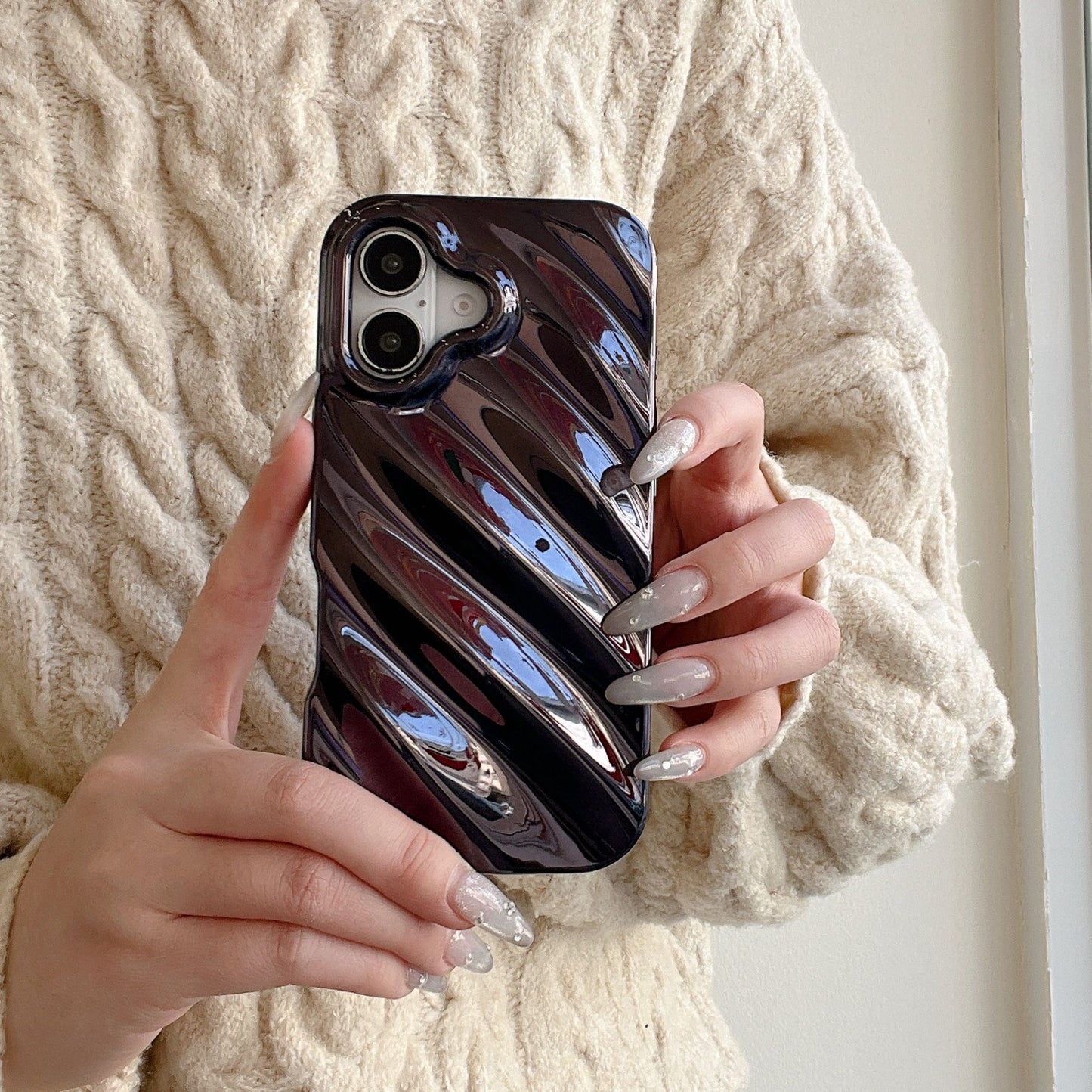 Solid Color Three-dimensional Water Ripple Phone Case