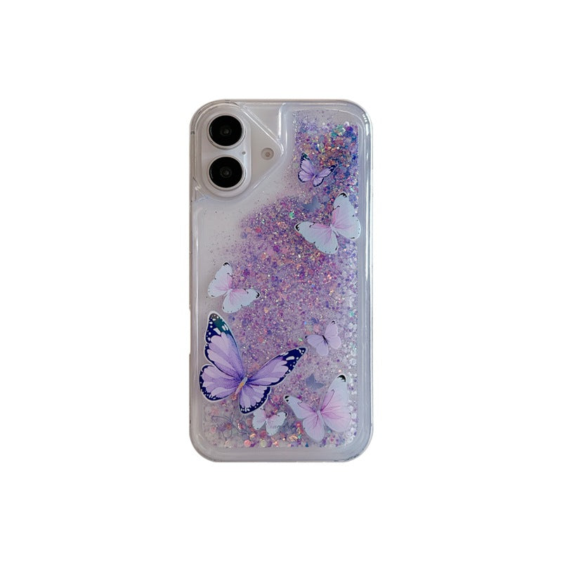 Luminous Butterfly Glitter Liquid Mobile Phone Protective Case