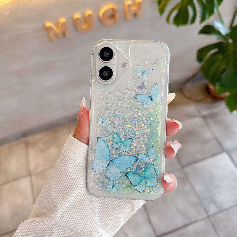 Luminous Butterfly Glitter Liquid Mobile Phone Protective Case