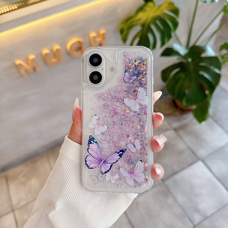 Luminous Butterfly Glitter Liquid Mobile Phone Protective Case