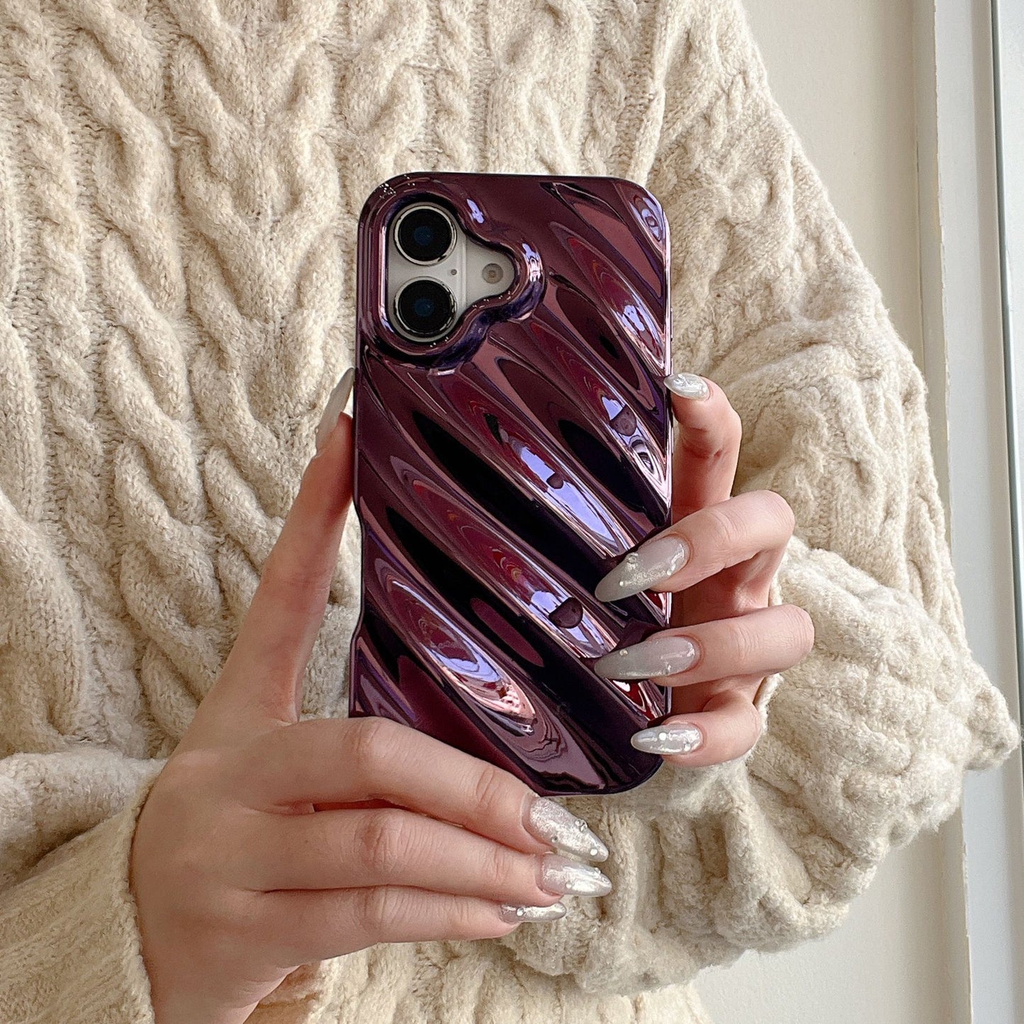 Solid Color Three-dimensional Water Ripple Phone Case