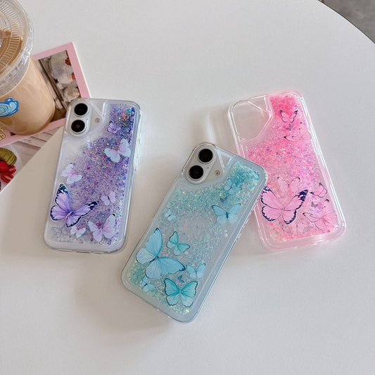 Luminous Butterfly Glitter Liquid Mobile Phone Protective Case