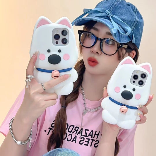 Cartoon Cute Bell Little White Dog Phone Case Phone Case