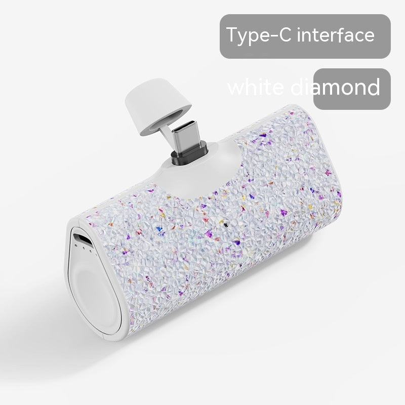 Diamond Pocket Capsule Emergency Power Bank Diamond-embedded Mini Lipstick Small Portable Power Source