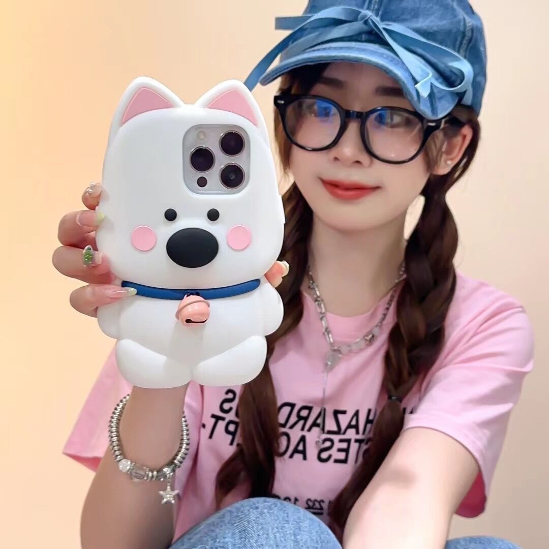 Cartoon Cute Bell Little White Dog Phone Case Phone Case