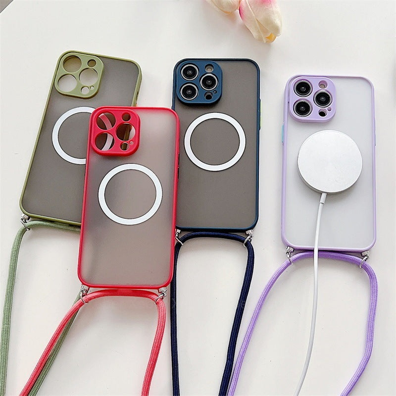 Magnetic Lanyard Phone Case Transparent Crossbody Drop-resistant