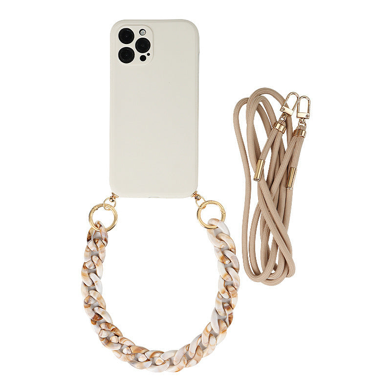 Crossbody Solid Color Lens All-inclusive Mobile Phone Soft Case Lanyard Chain