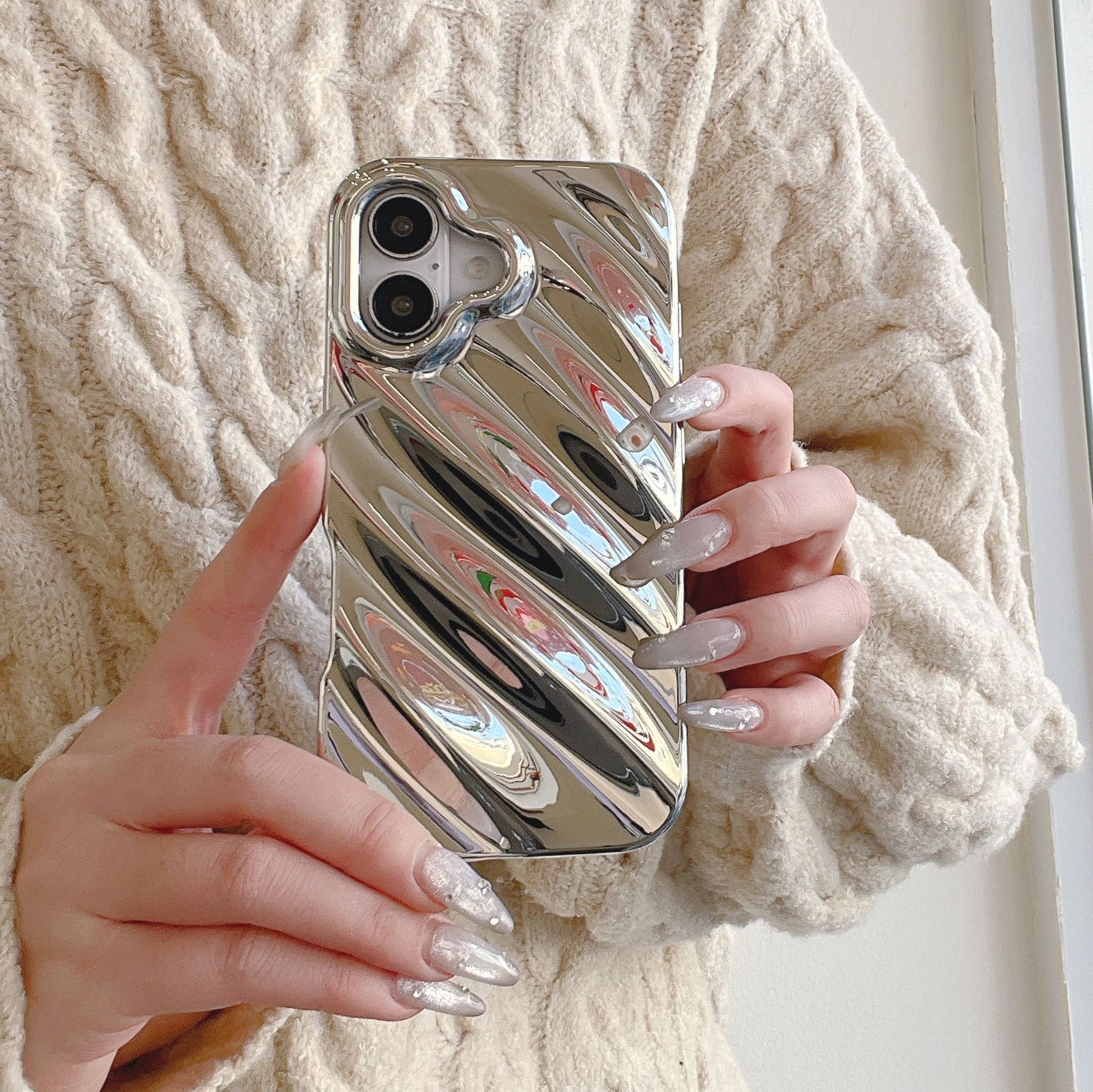 Solid Color Three-dimensional Water Ripple Phone Case