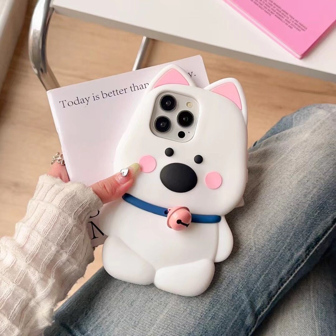 Cartoon Cute Bell Little White Dog Phone Case Phone Case