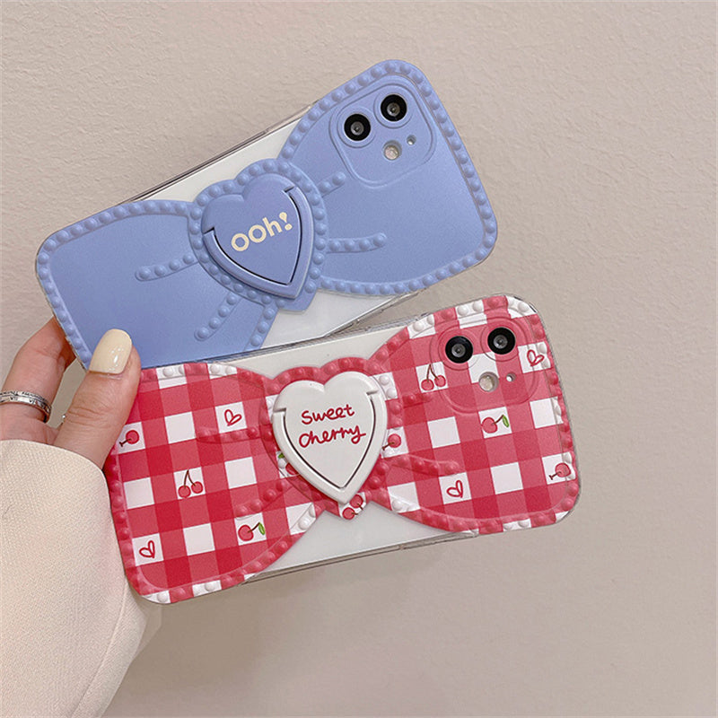 Cherry Lattice Silicone Phone Case Ring Buckle Holder