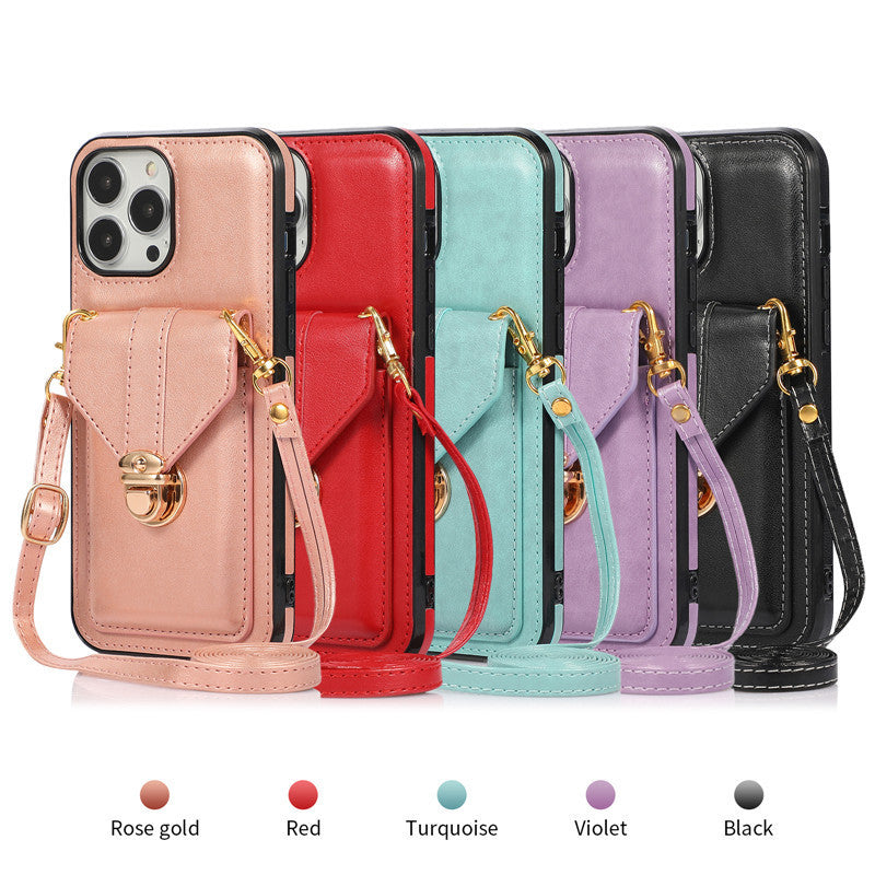 Creative Card Leather Diagonal Lanyard New Mobile Phone Case