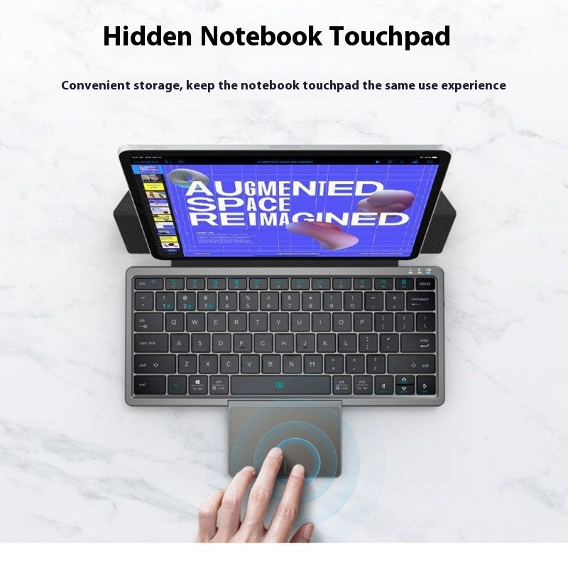 Three-in-one Wireless Bluetooth Touch Pad Wireless Keyboard Leather Sheath Stand Ipad Mobile Phone Universal