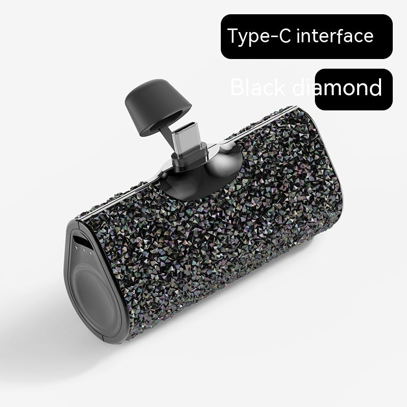 Diamond Pocket Capsule Emergency Power Bank Diamond-embedded Mini Lipstick Small Portable Power Source